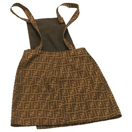 FENDI Zucca Canvas skirt Nylon Brown Black Auth am1627g Brown Black