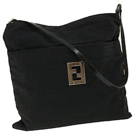 Fendi-FENDI Zucca Canvas Sac à bandoulière Nylon Noir Auth rd3996-Noir