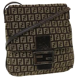 Fendi-FENDI Zucchino Canvas Sac à bandoulière Marron Auth rd3817-Marron
