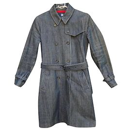 Burberry denim trench coat size 38 Blue