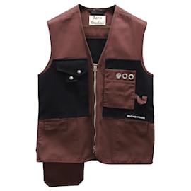 Acne-Acne Studios Self & Others Utility Vest in Maroon Cotton-Brown,Red