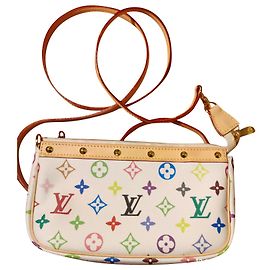 Louis Vuitton Vintage Pochette Multicolore Monograms Pink White