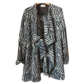 Ba&Sh Icarus Jacket Blue and White Wool Blue Beige