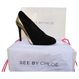 escarpins See By Chloé p 37 état neuf Noir Doré