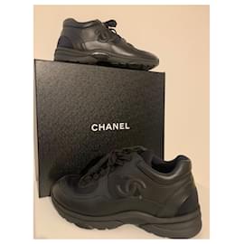 Chanel-RARE BLACK SNEAKERS CLASSIC SIZE 40-Black