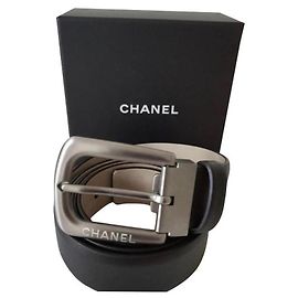 Chanel BELT IN LEATHER LEATHER BLACK / SIZE 95/ NEVER SERVED Black