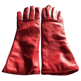 Leather gloves Ermanno scervino Red