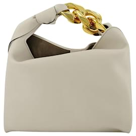 JW Anderson-Bolsa Hobo Pequena Corrente - J.W. Anderson - Off-White - Couro-Branco