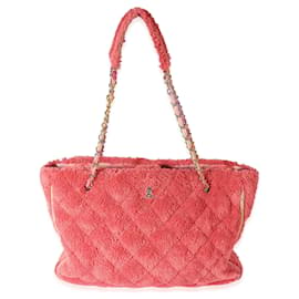 Chanel-Chanel Pink Quilted Mixed Fibers Large Shopping Tote -Pink
