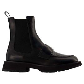 Botines Worker Punk - Alexander Mcqueen - Negro/Blanco - Cuero Negro