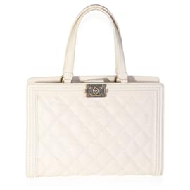 Chanel-Chanel Cream Large Boy Shopping Tote -White
