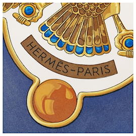 Hermès-Hermes White Scarabees Et Pectoraux Silk Scarf-White,Other