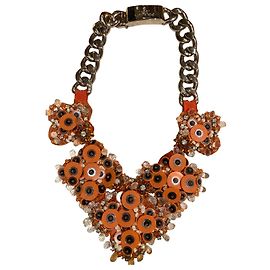 Sublime imponente collar Prada Naranja Hardware de plata