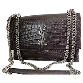 Sac Yves Saint Laurent Sunset Cuir Exotique Chocolat Chocolat