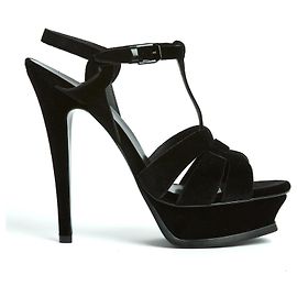Saint Laurent TRIBUTE SCHWARZER SAMT IN38.5 NEU Schwarz
