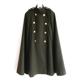 Sacai Luck military style cape coat Khaki