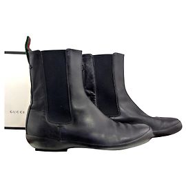 Gucci Black Leather Boots Black
