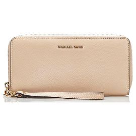 Michael Kors Leather Continental Wallet Beige