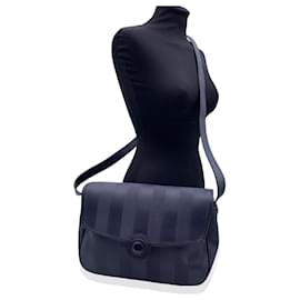 Fendi-Sac messager vintage à bandoulière en toile à rayures bleues Pequin-Bleu