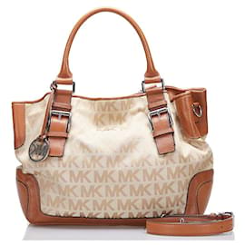 Michael Kors-Bolsa de lona Monogram-Beige