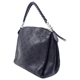 Louis Vuitton-Louis Vuitton Black Monogram Mahina Babylone Chain BB-Black