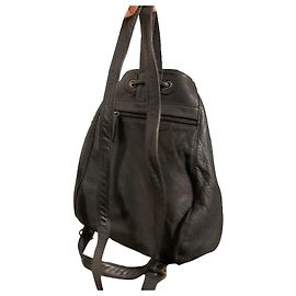 La Bagagerie Leather Backpack Navy Blue Navy blue