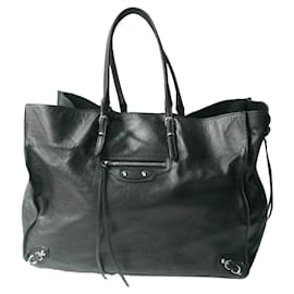 Balenciaga-BALENCIAGA Black leather bag Very good condition "Paper" model RARE-Black