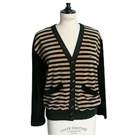 Sonia Rykiel-SONIA RYKIEL Sand and black striped panne velvet waistcoat very good condition TL-Multiple colors