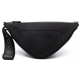 Prada-Prada triangle canvas pouch-Black