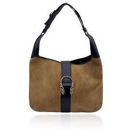 Gucci Sac cabas en daim et cuir beiges Dionysus Hobo Beige