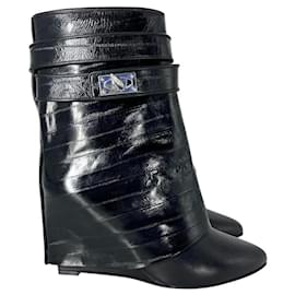 Givenchy Shark Lock Eel Leather Black Boot Black