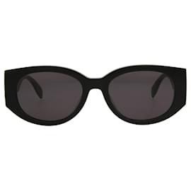 Alexander Mcqueen-Alexander Mcqueen Round-Frame Acetate Sunglasses-Black