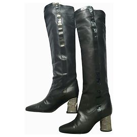 Chanel boot 34 haute couture Black Silvery