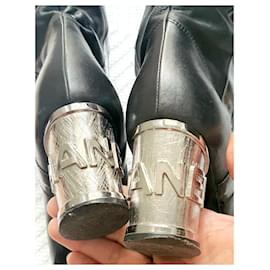 Chanel-botas chanel 34 alta costura-Negro,Plata