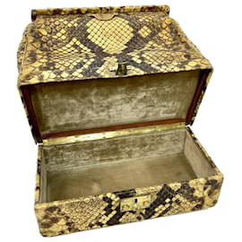 Hermès-Python Briefcase-Black,Python print,Yellow