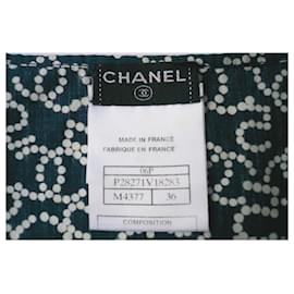 Chanel-CHANEL Top court bleu profond logo Chanel Blanc T36 B.E COLLEZIONISTA-Bianco,Blu