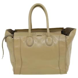 Céline-CELINE Luggage Hand Bag Leather Beige Auth ar8357-Beige