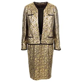 Valentino-Valentino Night Floral Brocade Jacket and Dress Suit-Golden