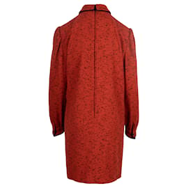 Valentino-Vestido de gola de lã vermelho Valentino com laço-Vermelho