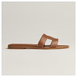 Hermès-hermes oran gold sandals new-Brown