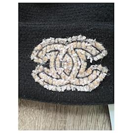 Chanel-NEW Chanel CC Black 100% Cashmere Beanie Hat-Black