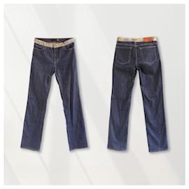 Just Cavalli-Vintage Y2K Just Cavalli jeans rectos azules de talle medio y talle bajo diseñador denim zeroes 00es 00Talla S 28 S HECHO EN ITALIA-Azul,Azul oscuro