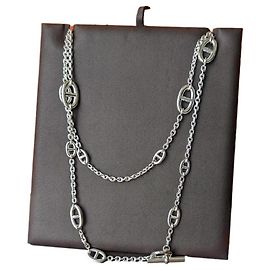 Hermès Farandole 160 cm Colar Longo Prata 925 caixa nova Hardware prateado