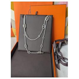 Hermès-Farandole 160 cm Colar Longo Prata 925 caixa nova-Hardware prateado
