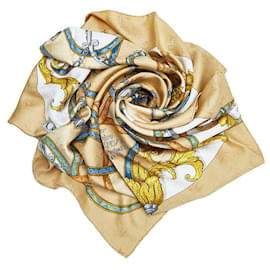Hermès-hermès L'Instrvction Dv Roy Monogram Silk Scarf gold-Golden