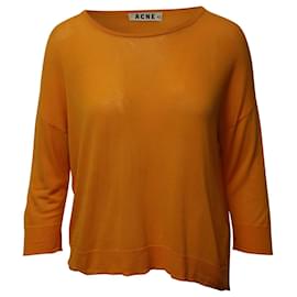 Acne-Blusa de malha Acne Studios Zola Crew em algodão laranja-Laranja