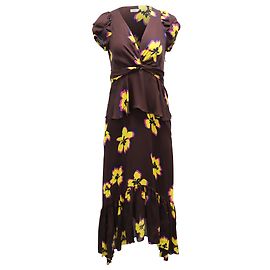 A.L.C BEIM.l.C. Zadie Geblümtes Schößchen-Taschentuchkleid aus bordeauxroter Seide Rot Bordeaux
