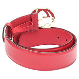 Gucci-gucci Interlocking G Leather Belt red-Red