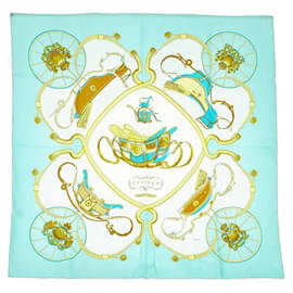 Hermès-hermès Springs Silk Scarf blue-Blue