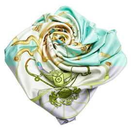 Hermès-hermès Springs Silk Scarf blue-Blue